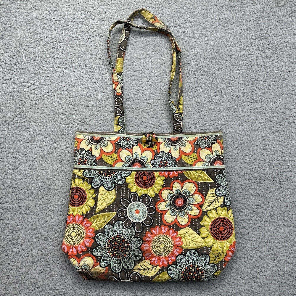 Vera Bradley Fabric Handbag Tote Bag Purse w/ Rare Vibrant Floral Pattern